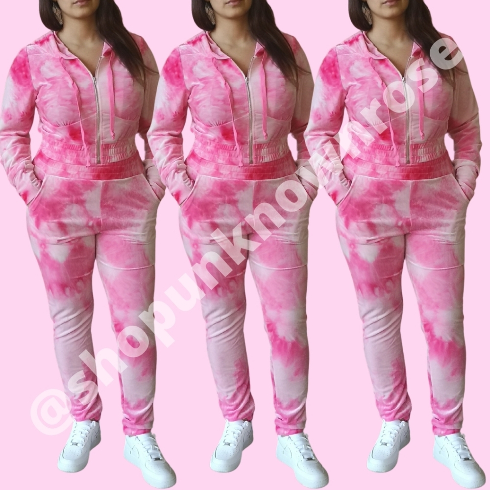 Diana Pink Tie Dye Tracksuit Set